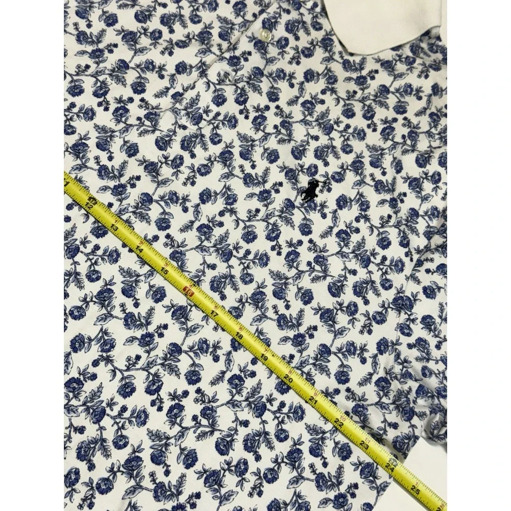 Polo Ralph Lauren Shirt Mens 1XB White Blue‎ All Over Print Floral Pony Classic